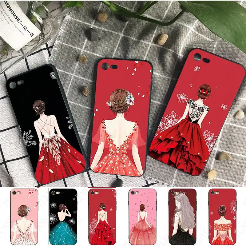 Art Wedding Girl Soft Coque Cover Per Iphone 15Pro Max 13Pro 7 8Plus Xs Xr 14Plus 11Pro 12Pro Max 13Mini Se 2020 Custodie