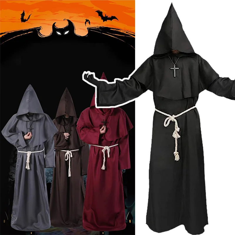 

Halloween Cosplay Priest Robe Costumes Medieval Monk Cosplay Costume Wizard Priest Cos Halloween Death Robe Role-playing Costume