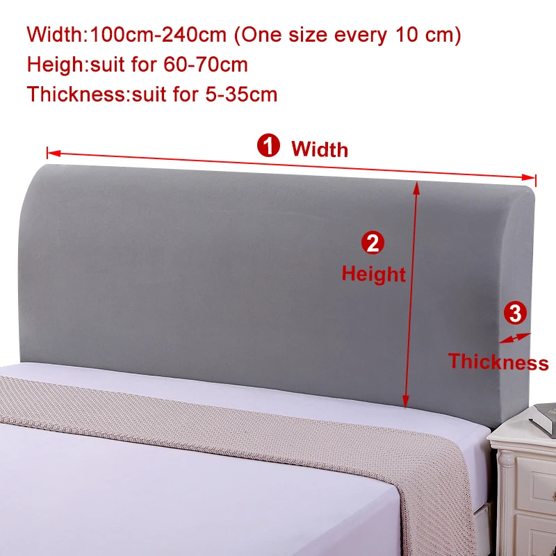 Elastic Solid Headboard Cover Thicken Soft Plush Quilted All-inclusive Velvet Bed Head Cover Back Protection Dust For Home Hotel