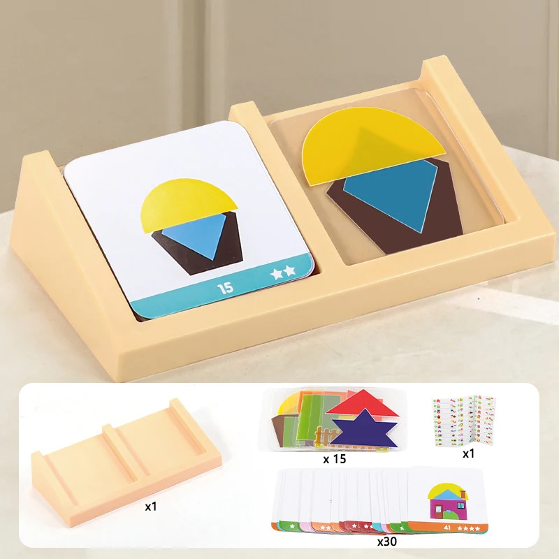 Juego lógico de diseño de casa, juguetes Montessori, forma geométrica creativa, imaginación espacial, pensamiento intelectual, juegos de rompecabezas, juguete para niños