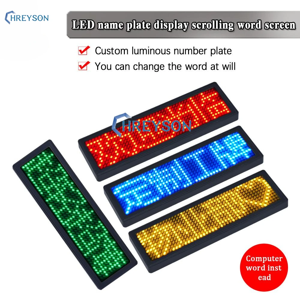 

Rechargeable Bluetooth Digital LED Badge DIY Programmable Scrolling Message Mini LED Name Tag 15 Display Languages Badge Module