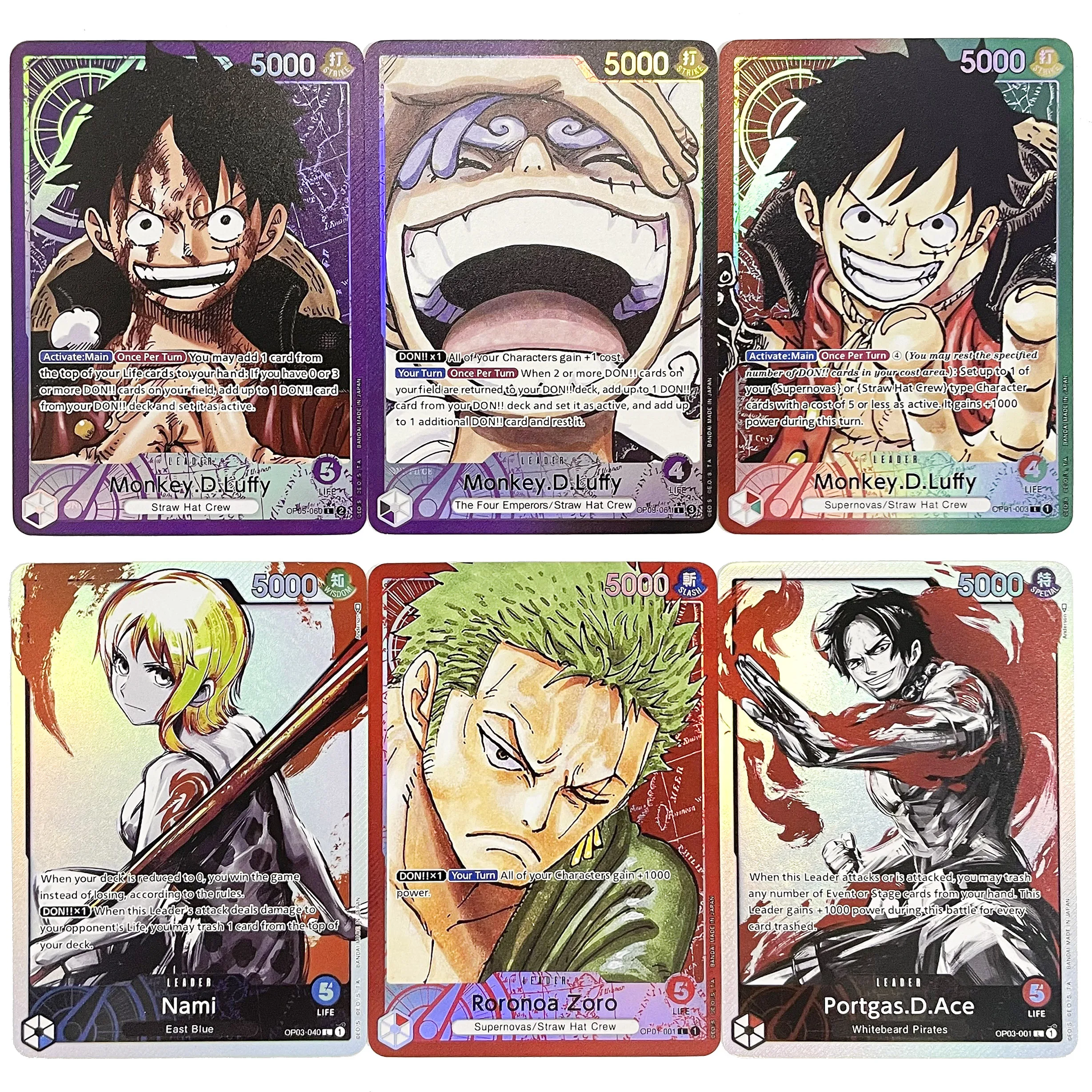 Proxy Anime One Piece OTCG Leader Card Zoro Law Luffy Sanji Zephyr