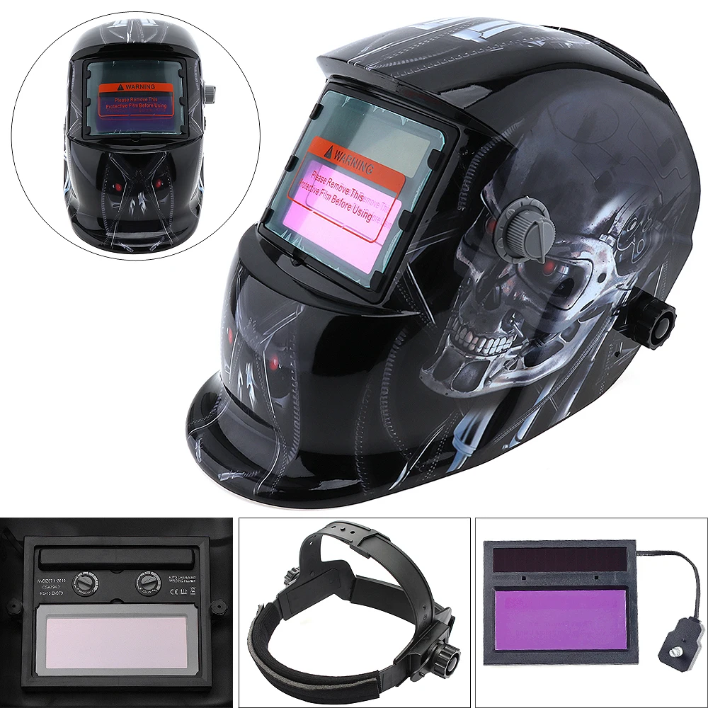 Casque De Soudeur Auto-obscurcissant Solaire - Masque Avec LED Externe Et Ventilateur - Taille 31x22,5 Cm, 9-13 Niveaux D'ombrage