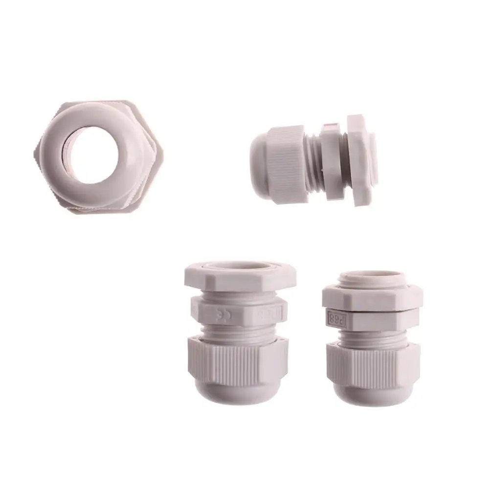 10Pcs Cable Gland Waterproof Cable entry IP68 PG7 for 3-6.5mm PG9 PG11 PG13.5 PG16 PG19/21 White Black Nylon Plastic Connector