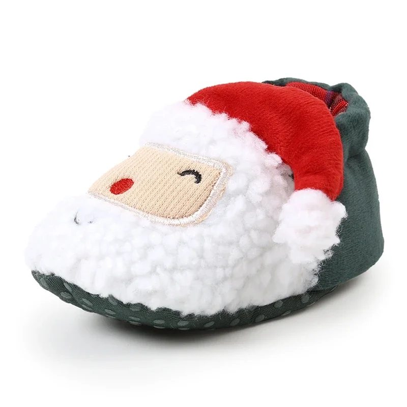 Infant Winter Snow Boots Christmas Cartoon Santa Claus Warm Baby Walking Shoes for Home, Party Wear