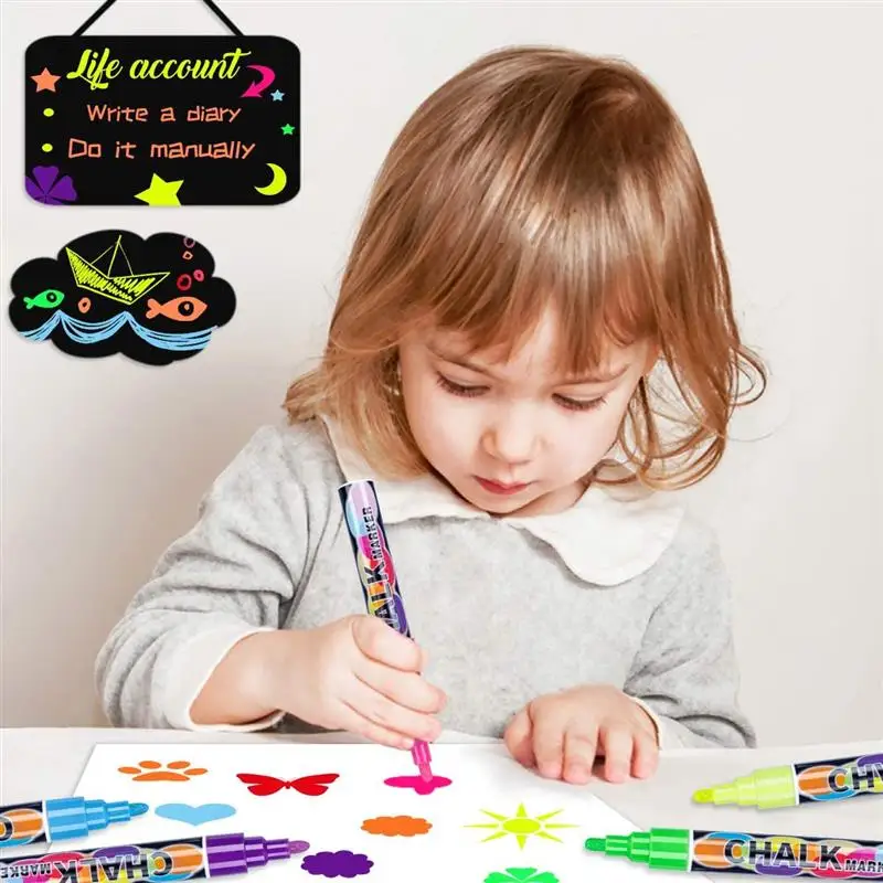 Liquid Chalk Marker Pens Erasable Multi Colored LED Writing Board Glass Window Art Marker Children Painting Blackboard Painting
