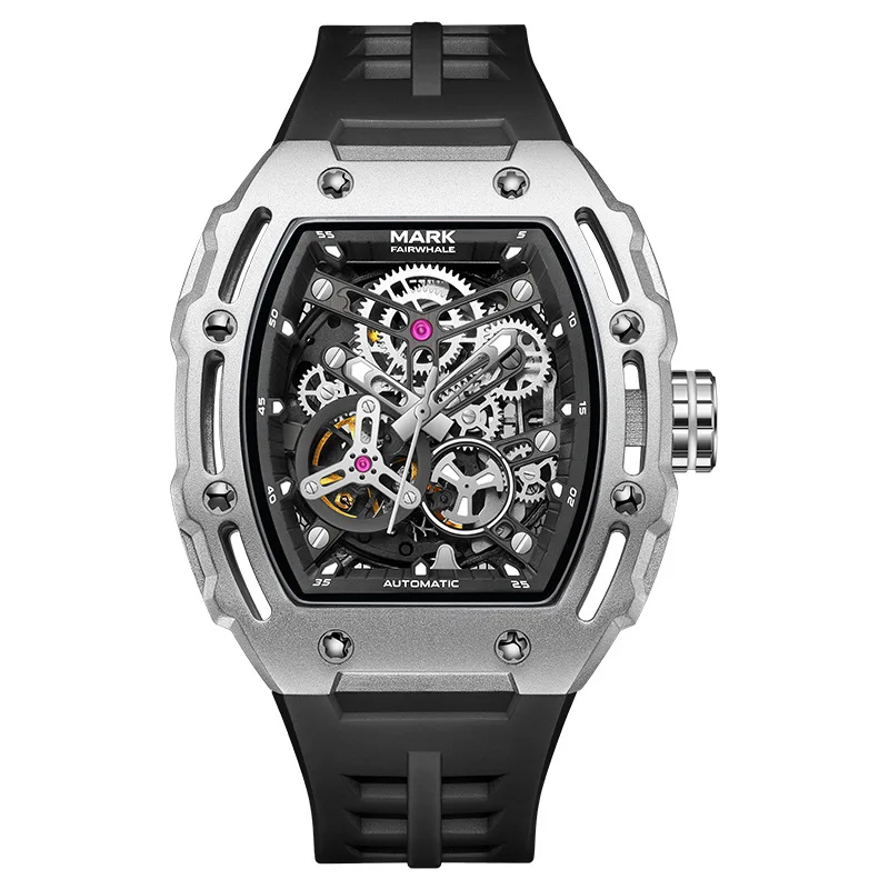 Automatic Mechanical Watches Men 3ATM Waterproof Silicone Strap Luminous Watch For FAIRWHALE Men Gift