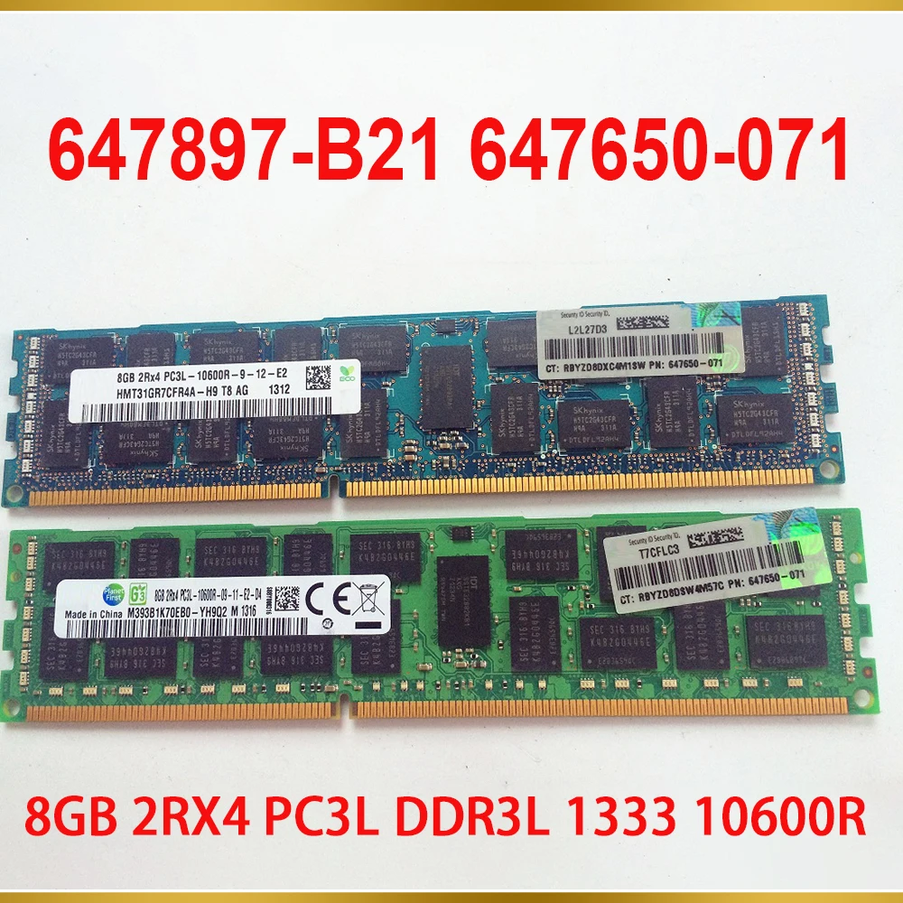 1Pcs RAM 647897-B21 647650-071 686068-001 For HP 8G 8GB 2RX4 PC3L DDR3L 1333 10600R 3 1Pcs RAM 647897-B21 647650-071 686068-001 For HP 8G 8GB 2RX4 PC3L DDR3L 1333 10600R