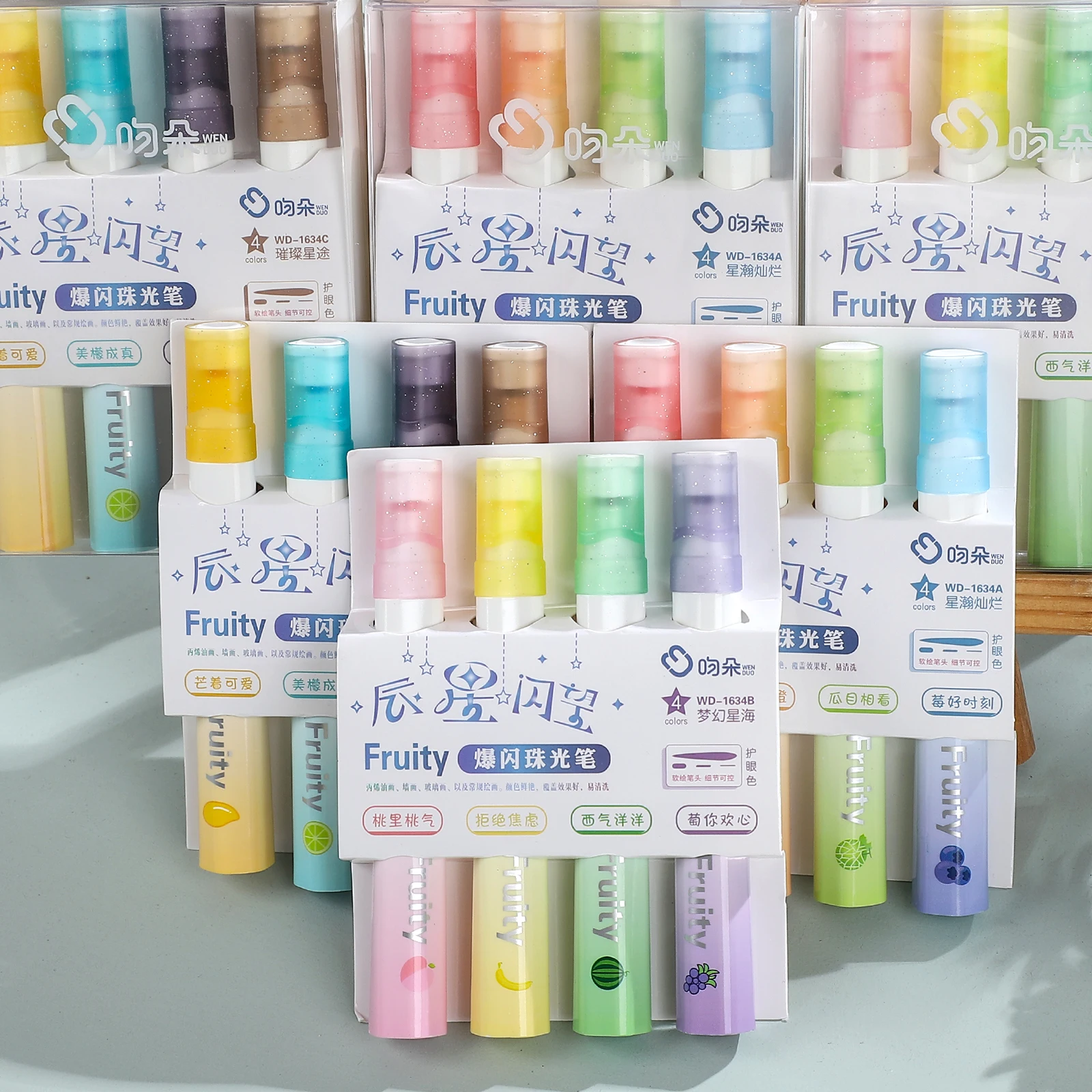 경사 헤드 대용량 형광 마커 펜, 하이라이터 마커 펜, 창의적인 DIY 학생 용품 문구, 세트당 4 개