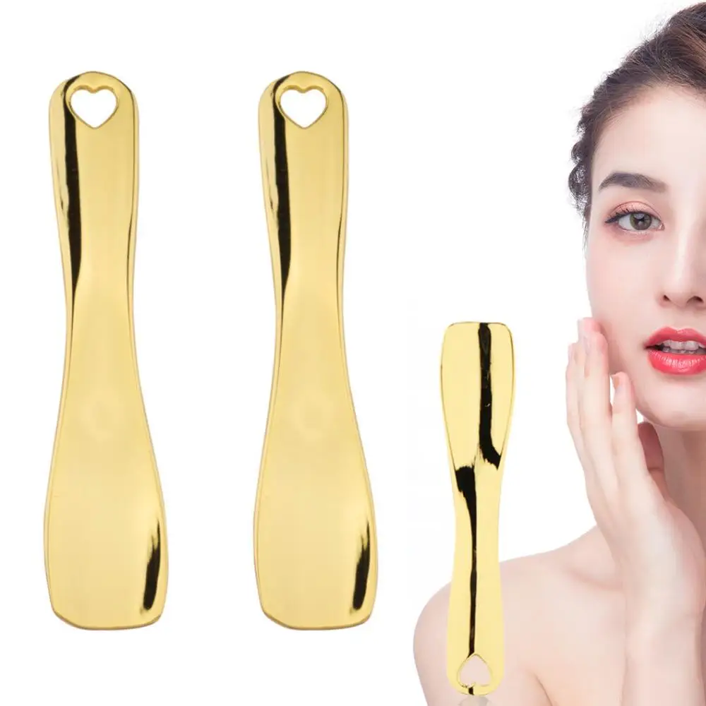 

Quality Metal Zinc Eye Cream Stick Body Gold Face Makeup Mask Cream Spoon Curved Scoop Cosmetic Spatula Cosmetic Spoons