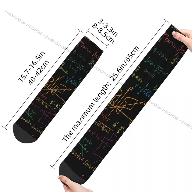 Trendy and stylish sock for men expressing love for mathematics, hip hop, and science