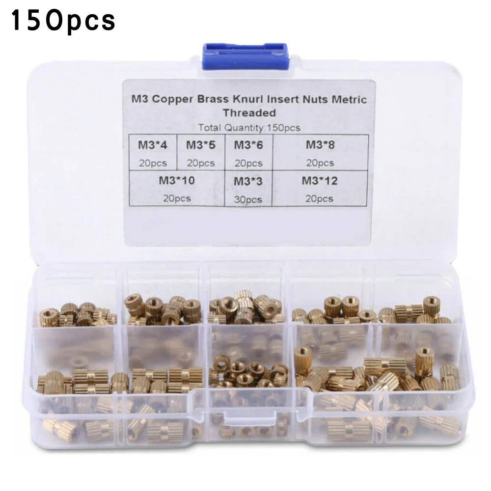 150PCS M3 Brass Threaded Heat Set Inserts for Plastic 3D Printing Metal Nut Kits 150PCS M3 Brass Threaded Heat Set Inserts for Plastic 3D Printing Metal Nut Kits