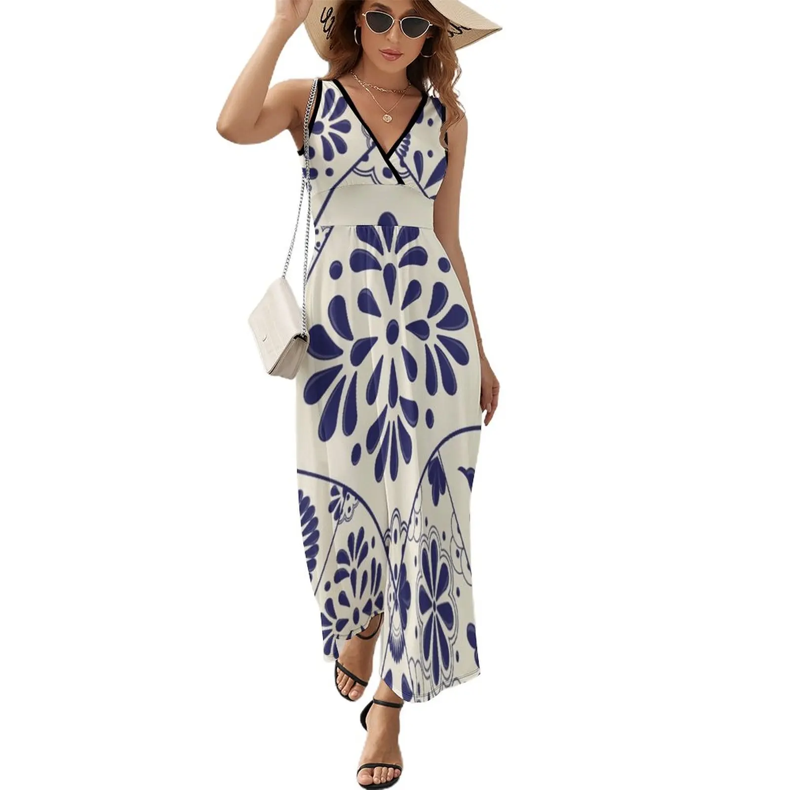

Mexican Talavera style Sleeveless Dress summer clothes beach dress party dresses women