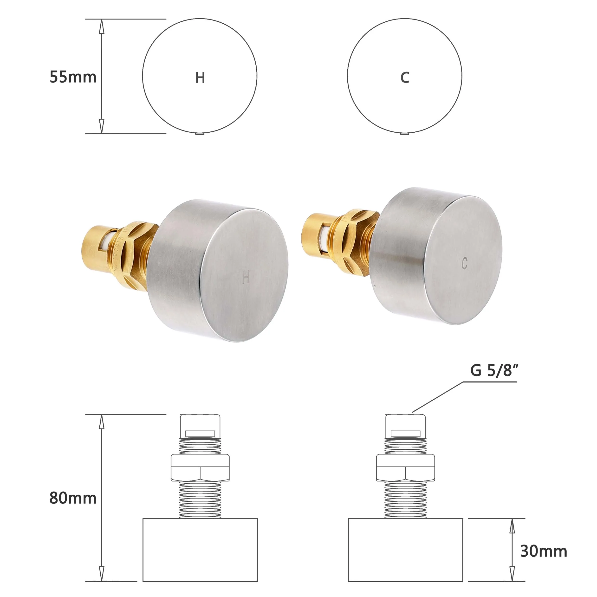**Sydney Stock** KYLINS Bathroom 3 Holes Wall Basin Tap Set Spout Sink Vanity Bathtub Filler Brushed Nickel Round WaterMark Wels