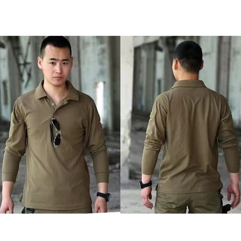 Men Summer Breathable T-shirts Quick Dry Tees Long Sleeve Pullover Lapel Hiking Camping Running Cycling Climbing Cargo Tees sport t shirt long sleeve t shirt