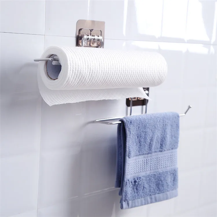 1pc Kitchen Paper Towel Holder, Cabinet Hanging Storage Rack For Paper  Towels, Cling Film And Dish Towels (No Drilling Required)