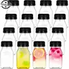 4Pcs 120ML Clear Drink Containers Plastic Reusable Empty Juice Bottles With Black Tamper Proof Lids Milk Split Beverage Bottle 1