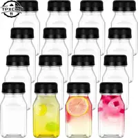 4Pcs 120ML Clear Drink Containers Plastic Reusable Empty Juice Bottles With Black Tamper Proof Lids Milk Split Beverage Bottle 1