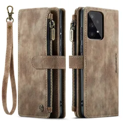 Premium Flip Leather Phone Case with Zipper Wallet and Card Holder - Samsung A14 (4G 5G) (Brown)