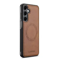 Luxurious Leather Magnetic Phone Case with Wireless Charging Capability - Galaxy A37 (Brown)