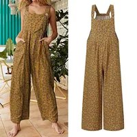 Summer New Women Casual Loose Flower Print Jumpsuits Women's Overalls Boho Sleeveless Square Collar Jumpsuits Rompers - Image 6