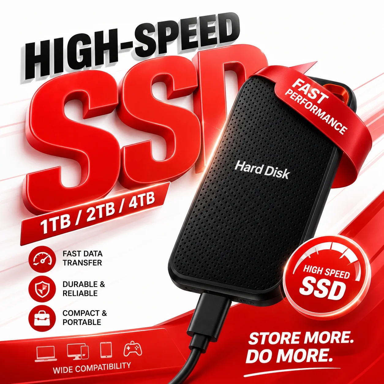 Disco Duro Externo Portátil SSD de 1 TB, Disco Duro USB Rápido Tipo C de 2 TB para Computadora Portátil, Mac, Windows, Teléfono, Fotos, Vídeos, Uso Diario 1