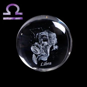 3D Zodiac Zodiac Constellations Crystal Ball Laser Engraved Crystal Craft Luminous Night Light Glass Sphere Home Decor Gift
