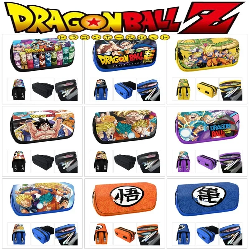 Dragon Ball Goku Pencil Pouch Portafoglio Kamehameha Student Cute Large Capacity Double Zipper Pencil Pouch Anime Wallet Stationery