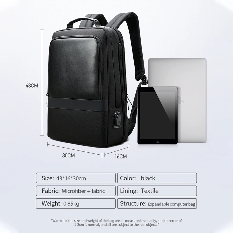 BOPAI Travel Backpack Men Business Backpack School Expandable USB Bag Large Capacity 15.6 Laptop Waterproof Fashion Backpacks 6