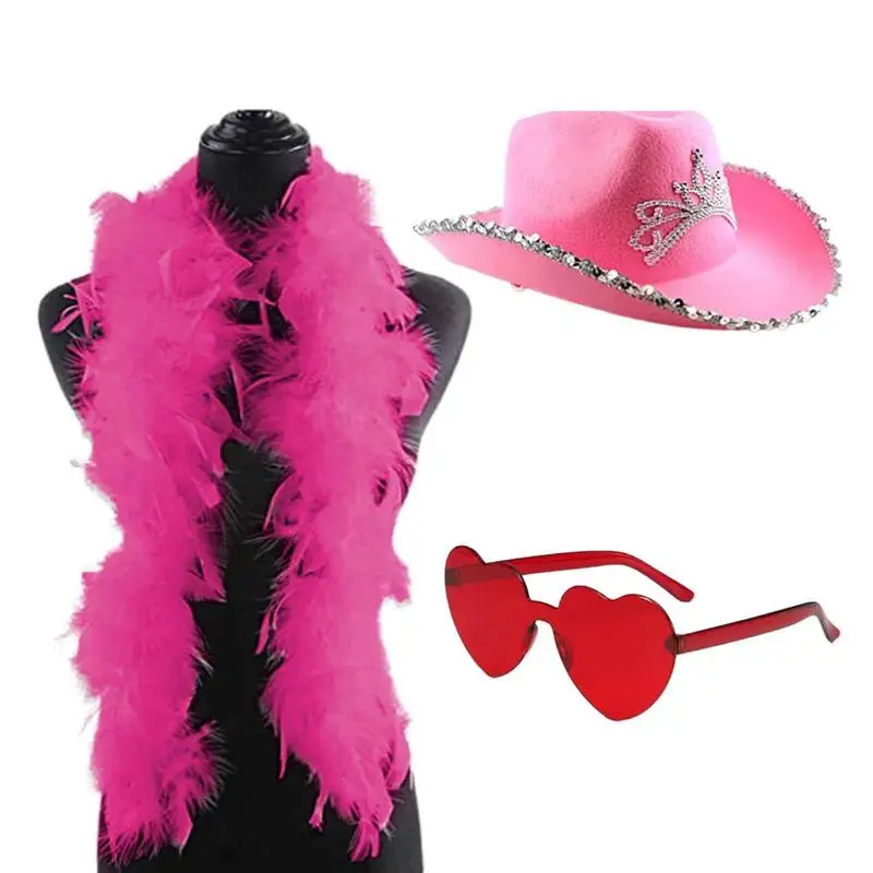 

Pink Red Cowboy Hat Cowgirl Costume Tiara Crown Heart Sunglasses Party Decoration For Bachelorette Parties Disco Space Cowgirl