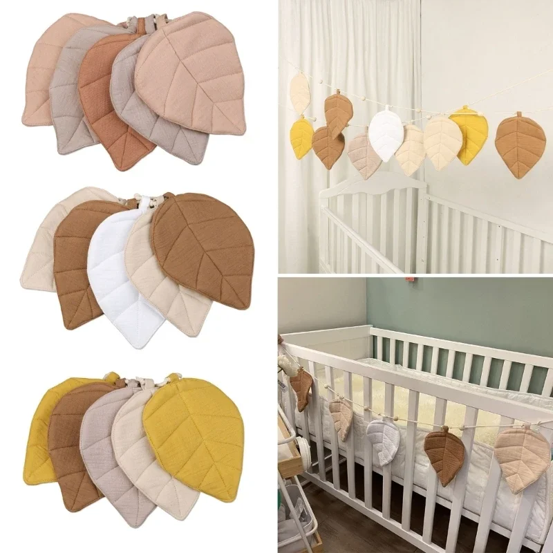 

Nature inspired Cotton Bunting Flags Leaf Designs Baby for Baby Shower Party Decor & Newborn Photography Props