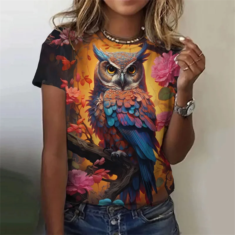 

Harajuku Summer New 3D Cool Animal Owls Printed T Shirt For Women Fashion Streetwear Tee Shirts Girl Funny Short Sleeves Clothes