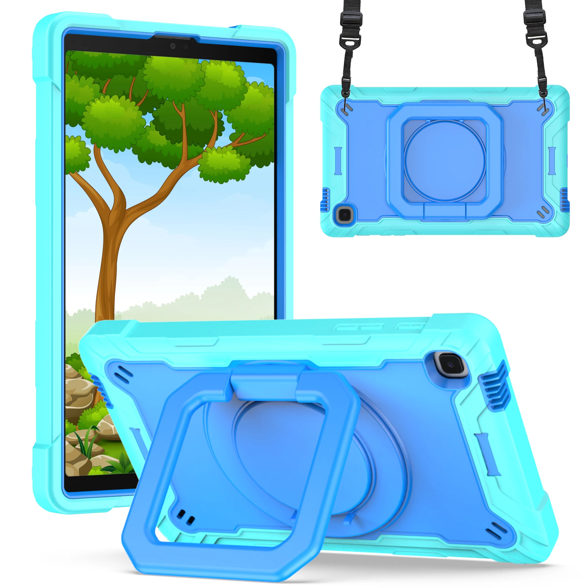 Enhanced Shockproof Tablet Case with 360° Rotatable Stand & Strap