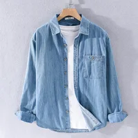 Denim shirt men's thin spring long sleeved inch clothes men's casual men's outerwear 1