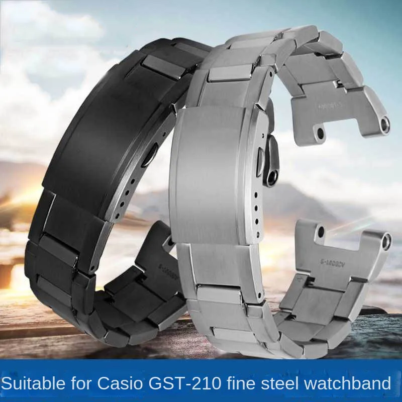 

Stainless Steel Watchband For Casio GST-W300 GST-400G GST-B100 GST-210 S100D/S110D/W110 Black Metal Watch Band Strap Bracelet