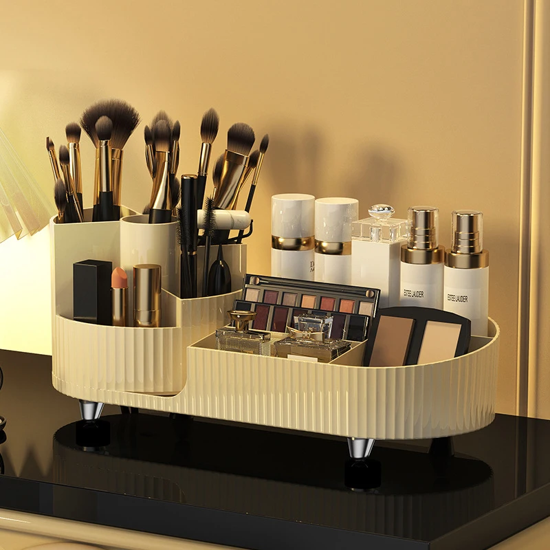 Makeup Brush Holder Organizer for Vanity - 360 Rotating Make Up