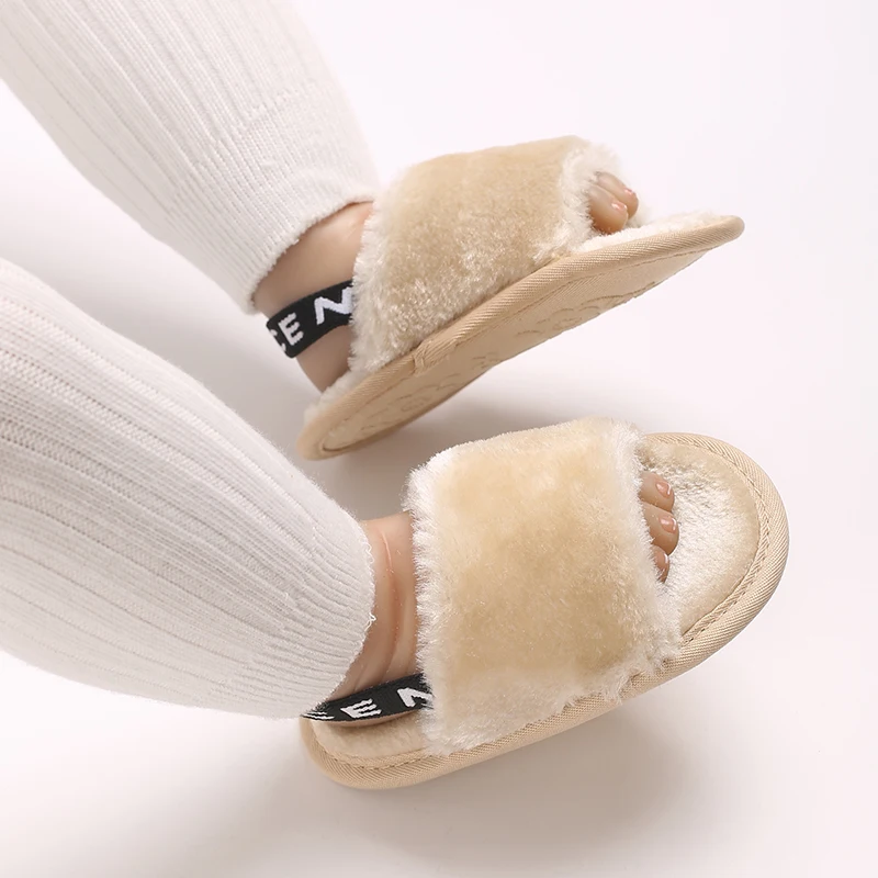 HAIZHIW NEW Winter Baby Slippers Fluffy Baby Boy Girl Sandals Cute Plush Soft Non-slip Sole Toddler First Toddler Shoes casual shoes