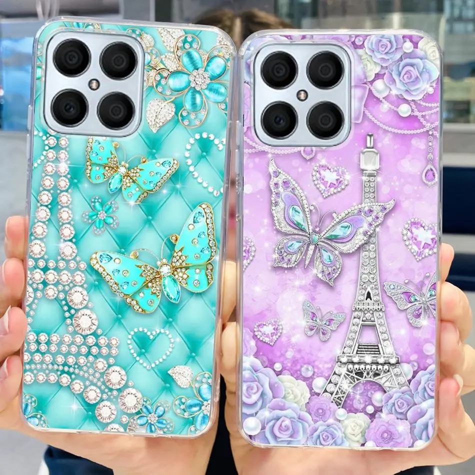 Floral Butterfly Pattern Soft Silicone TPU Back Cover Case