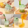 4 IN 1 Electric Vegetable Cutter Set Multifunctional Garlic Mud Masher Chopper Mini Food Processor Cutting Pressing Mixer Slicer 4
