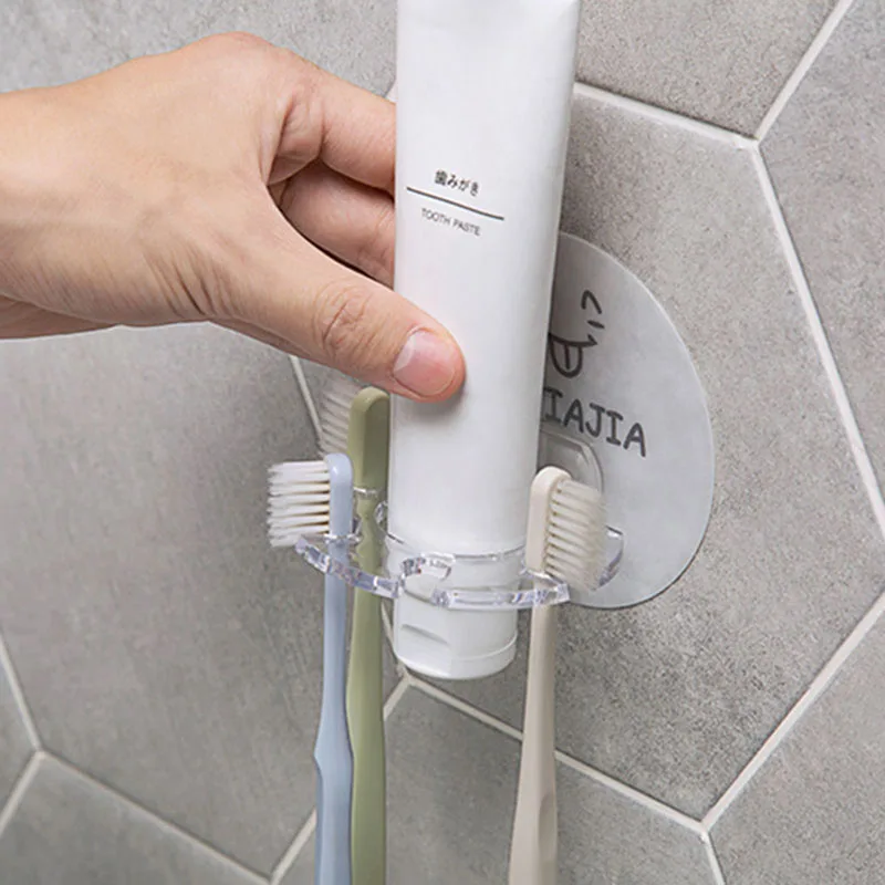 Bathroom Toothbrush Holder Strong Suction Toothpaste Storage Rack Tooth Brush Case Dispenser Organizer