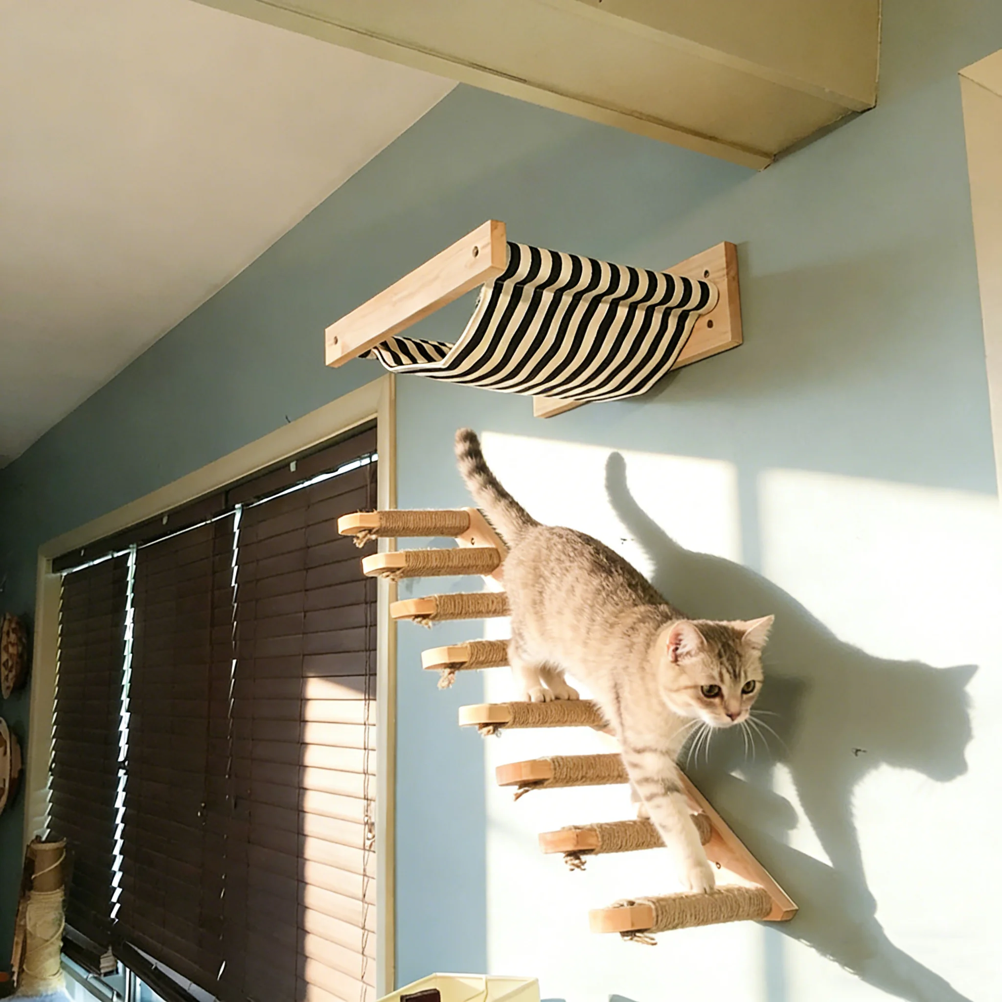 Cat Scratching Post Removable Wall Mounted Indoor Activity Pedestal Cat Climbing Frame Hammock Sisal Cat Tree Cat Scratching Post Removable Wall Mounted Indoor Activity Pedestal Cat Climbing Frame Hammock Sisal Cat Tree