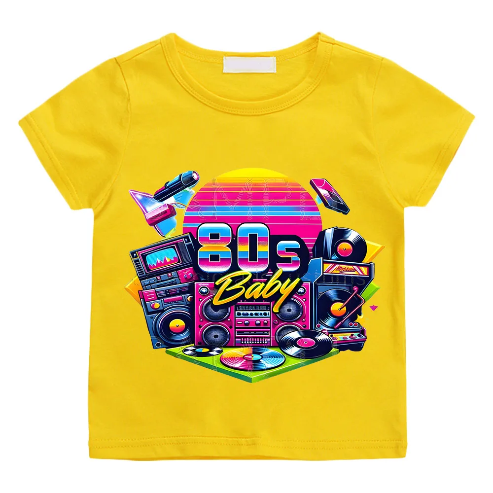 80S Baby Music Printing T Shirt Hip Hop Print Kids T Shirt Boys Cartoon Short Sleeve Baby Girls T Shirt Children's Clothes Y2k 5