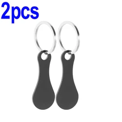 Metal Shopping Cart Token Key Ring - Decorative Multipurpose Keychain (Black-2pcs)