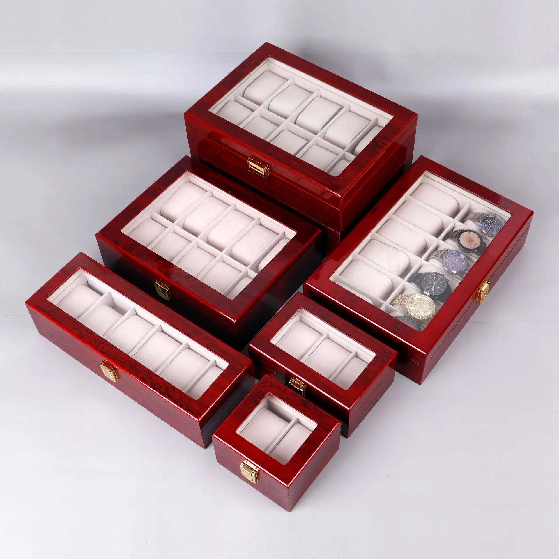 Luxury Wooden Watch Box 1/2/3/5/6/10/12 Grids Watch Organizers 6 Slots Wood Holder Boxes for Men Women Watches Jewelry Display