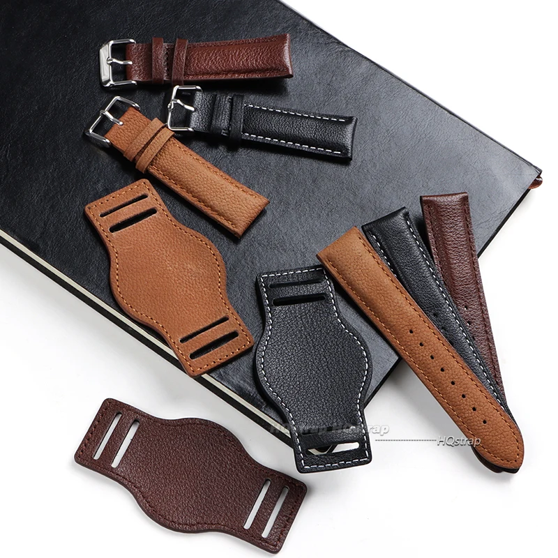 Vintage Genuine Leather Watch Strap – Premium Cowhide Wrist Band Replacement