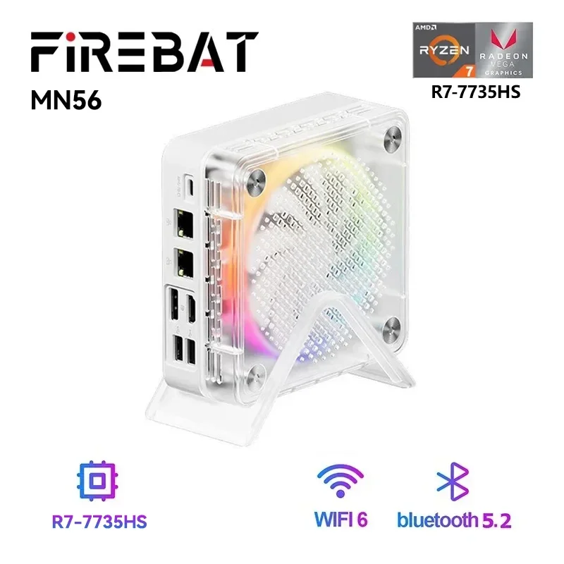Игровой мини-компьютер FIREBAT, AMD R7-7735HS 7940HS 7840HS, цветной игровой мини-компьютер 16 ГБ 512 ГБ DDR5 RJ45, настольный игровой компьютер BT5.2 WIFI6 M.2 Игровой мини-компьютер FIREBAT, AMD R7-7735HS 7940HS 7840HS, цветной игровой мини-компьютер 16 ГБ 512 ГБ DDR5 RJ45, настольный игровой компьютер BT5.2 WIFI6 M.2