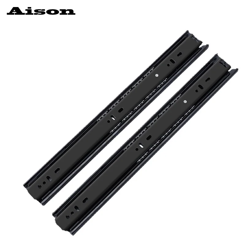 

6-20in 45 Wide Buffer Damping Cold-rolled Steel Track Thickened Drawer Three Section Guide Rail Cabinet Steel Ball Slide Rail