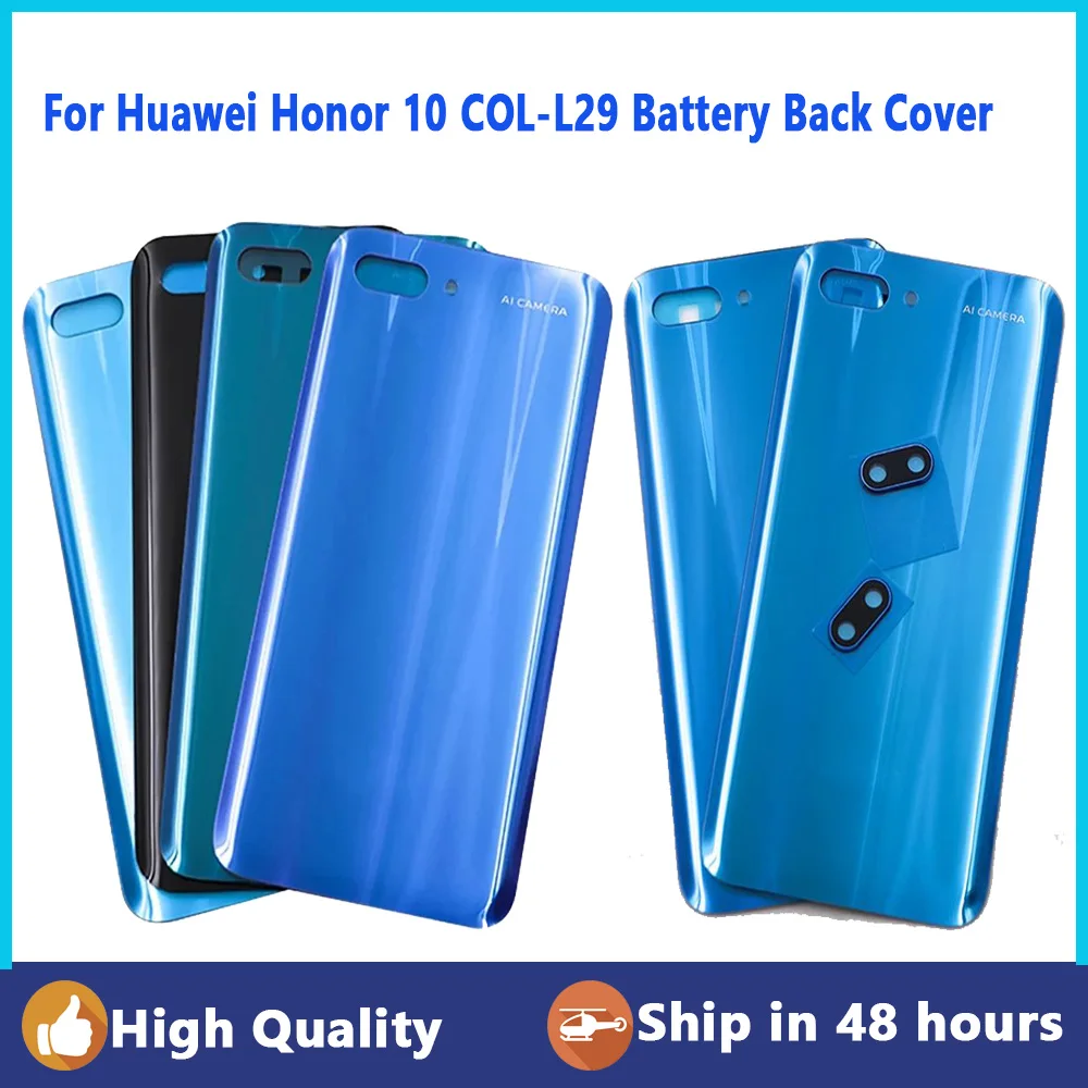 

Задняя крышка батарейного отсека для Huawei Honor 10, 3D стеклянная панель для Honor 10, задняя крышка корпуса, стекло с заменой объектива камеры
