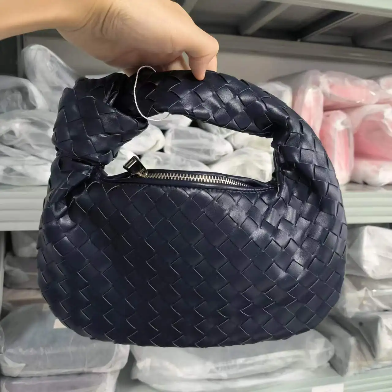 2022 Fashion Handmade Woven Bag Luxury Woven Leather Printed Shoulder Bag Lady Crossbody Hobo PU Knotted Handle Casual Handbag 