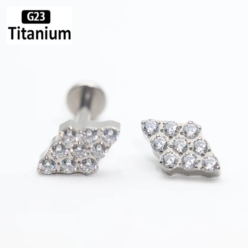 

ASTM F136 Titanium Lip Piercing 6/8/10mm Internally Thread CZ Cluster Labret Ring Helix Tragus Ear Stud Earring Lobe Jewelry 16G